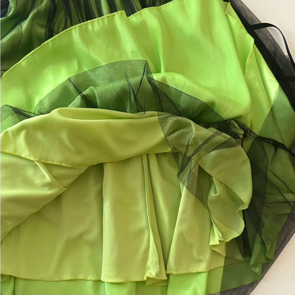 Juliet Black Mesh Overlay Lime Green Vintage Y2K Floral Whimsigoth Dress NWT M - Picture 10 of 16